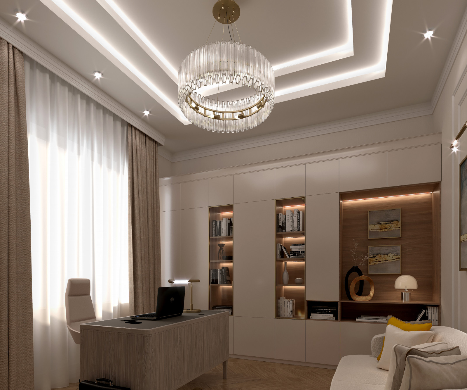 Обложка проекта: Белоснежный кабинет в загородном доме