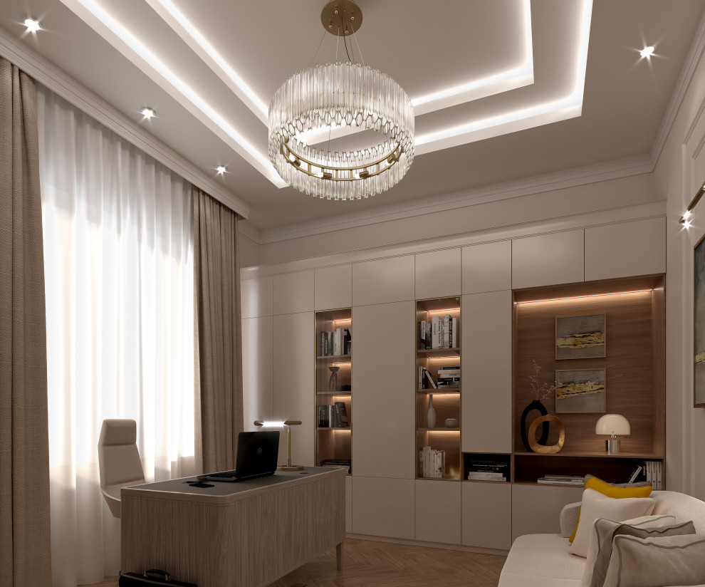 Обложка проекта: Белоснежный кабинет в загородном доме