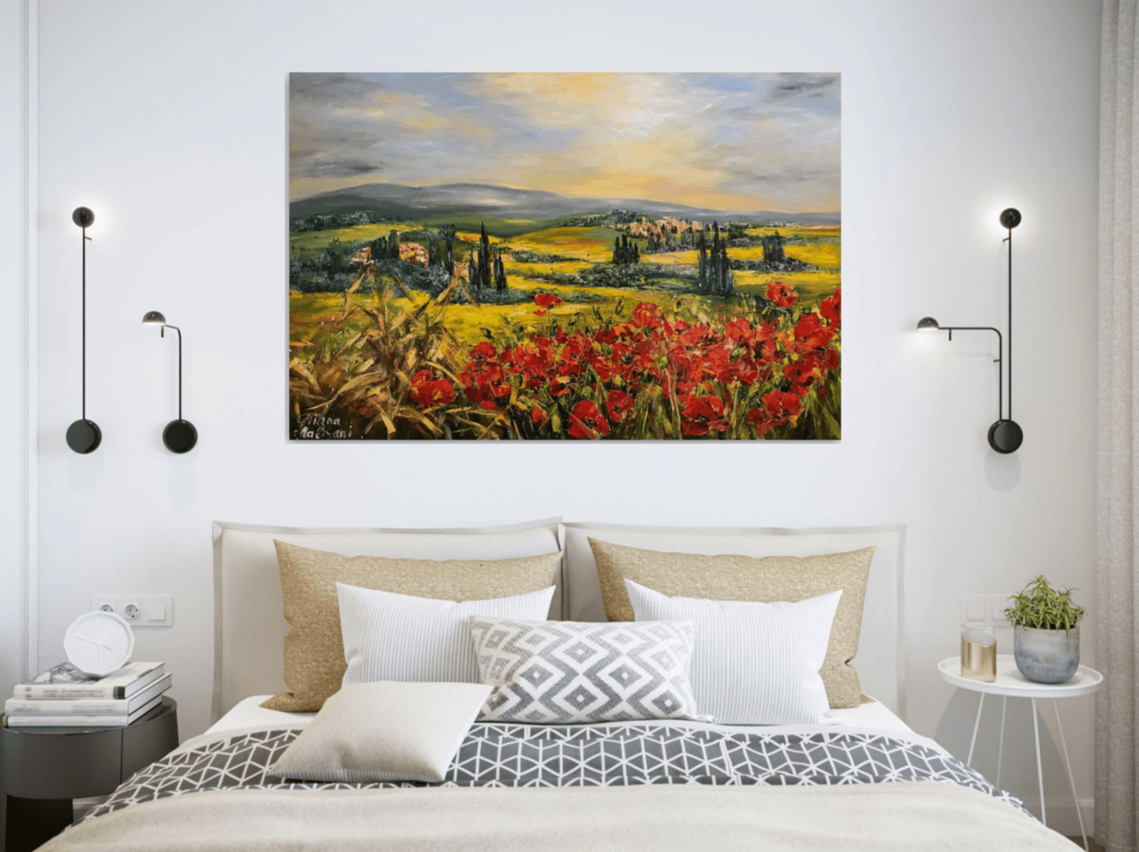 Спальня - Дизайн интерьера - Картины художницы Дианы Маливани (1)