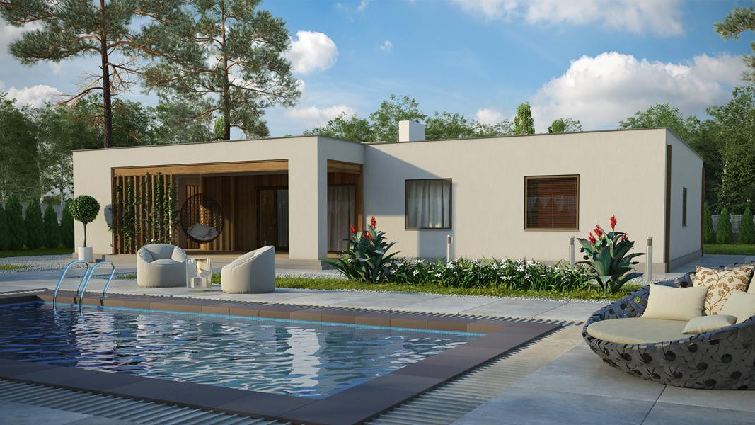 Одноэтажный дом в стиле минимализм – 130,37 кв.м.