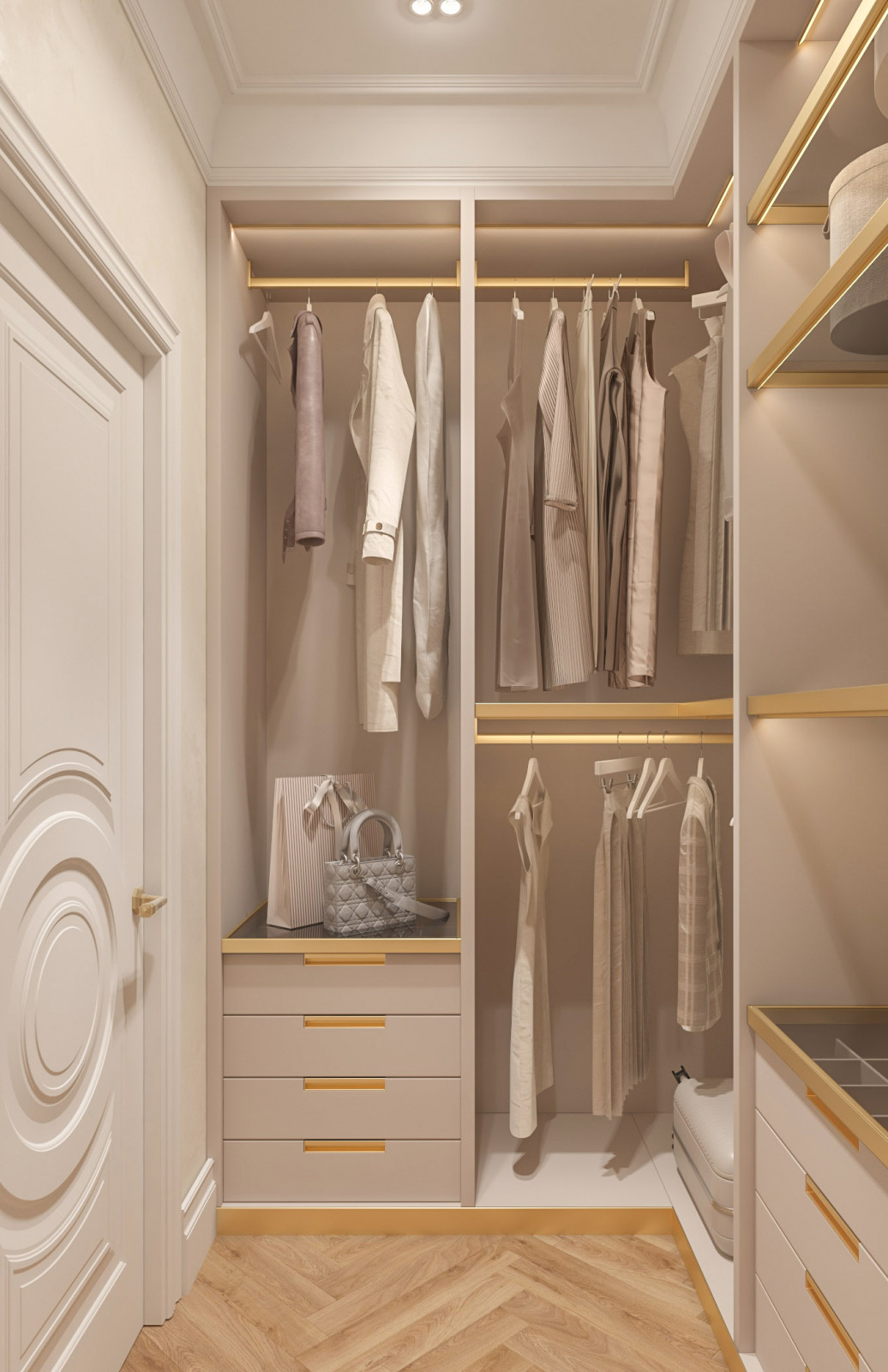 Интерьер Женской гардеробной . Таунхаус в КП "Образцово", 2 этаж