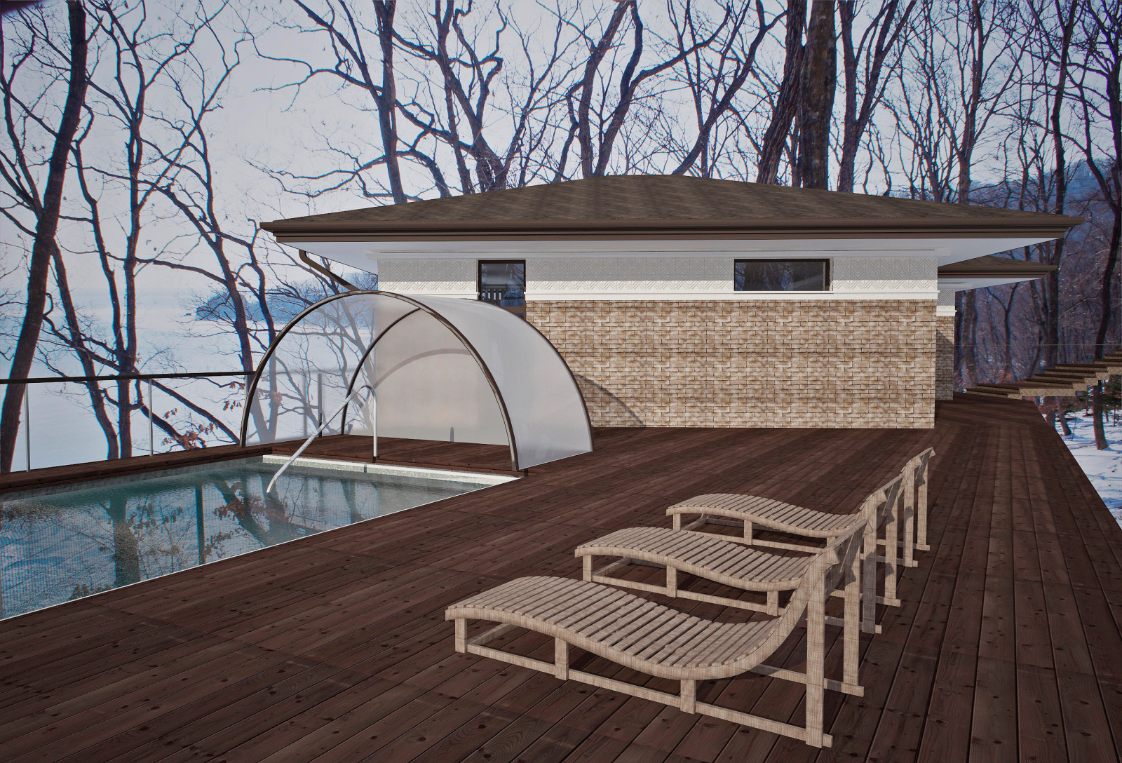 Дом для отдыха с видом на море в стиле райта