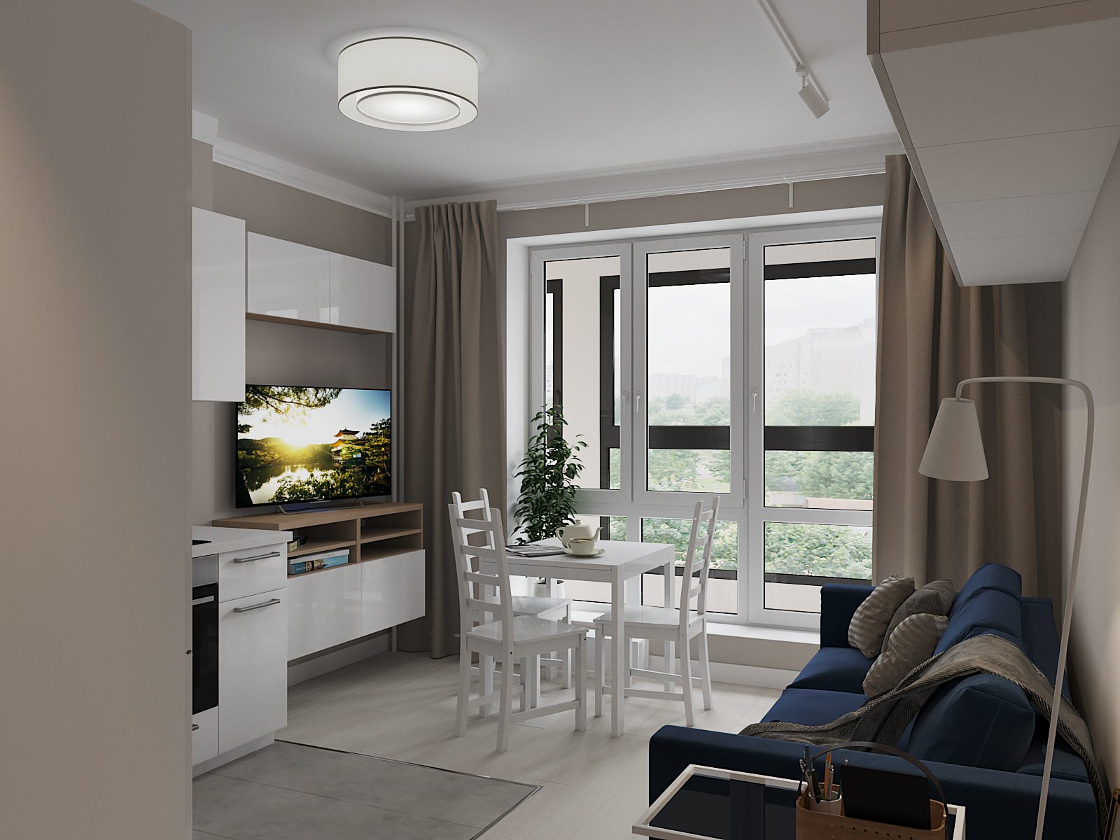 Квартира-студия 28 м2 Раннее утро