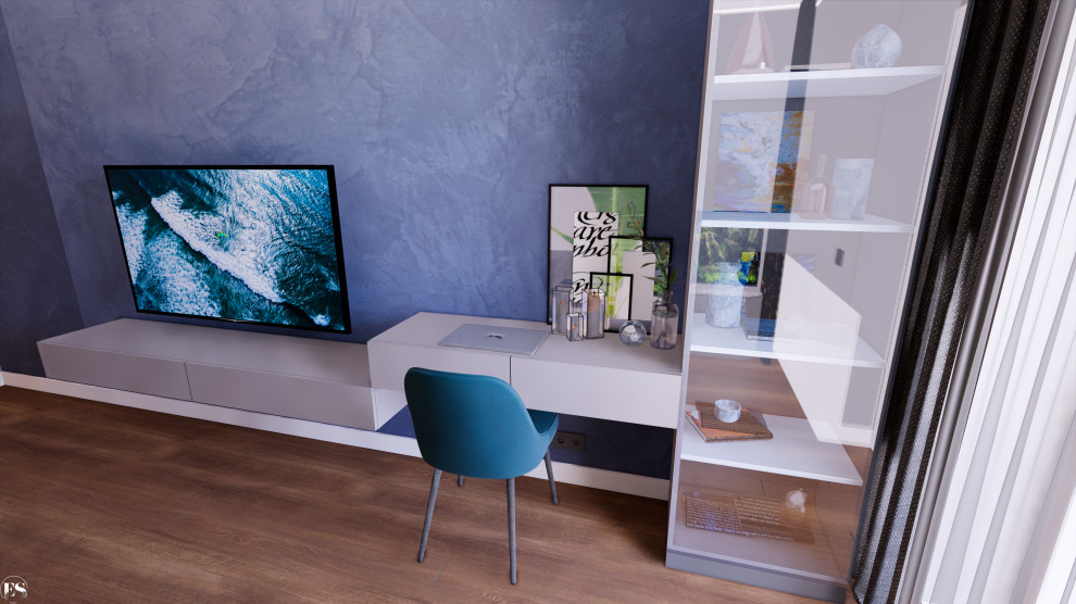 Обложка проекта: Гостиная  в синий тонах