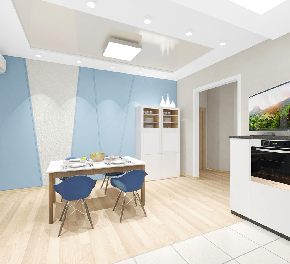 Светлый интерьер квартиры в голубых тонах