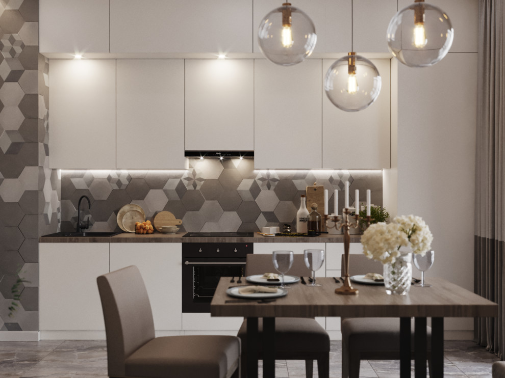 Кухня в современном стиле (15,3 кв.м)