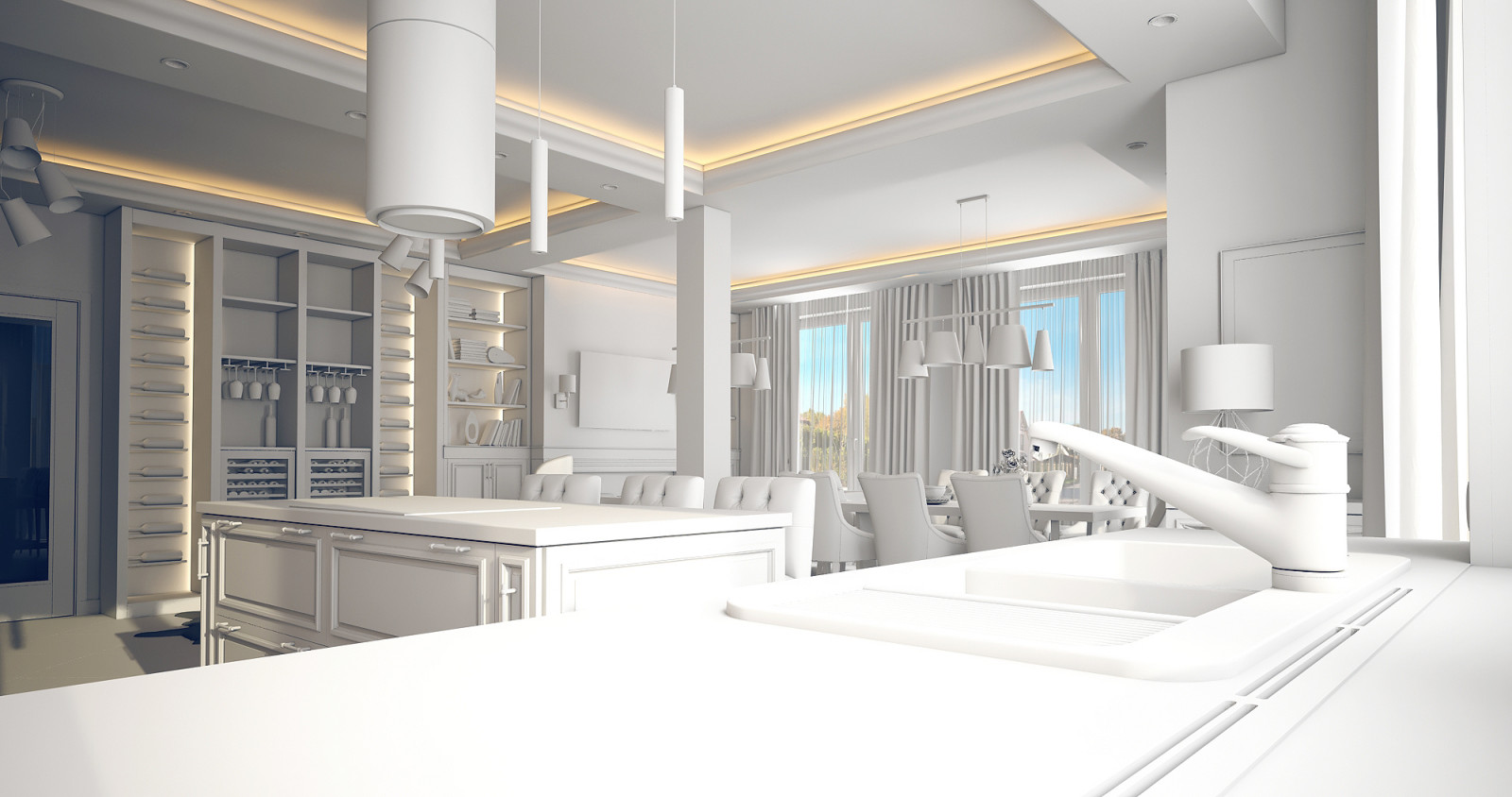 Проект освещения кухни-гостиной