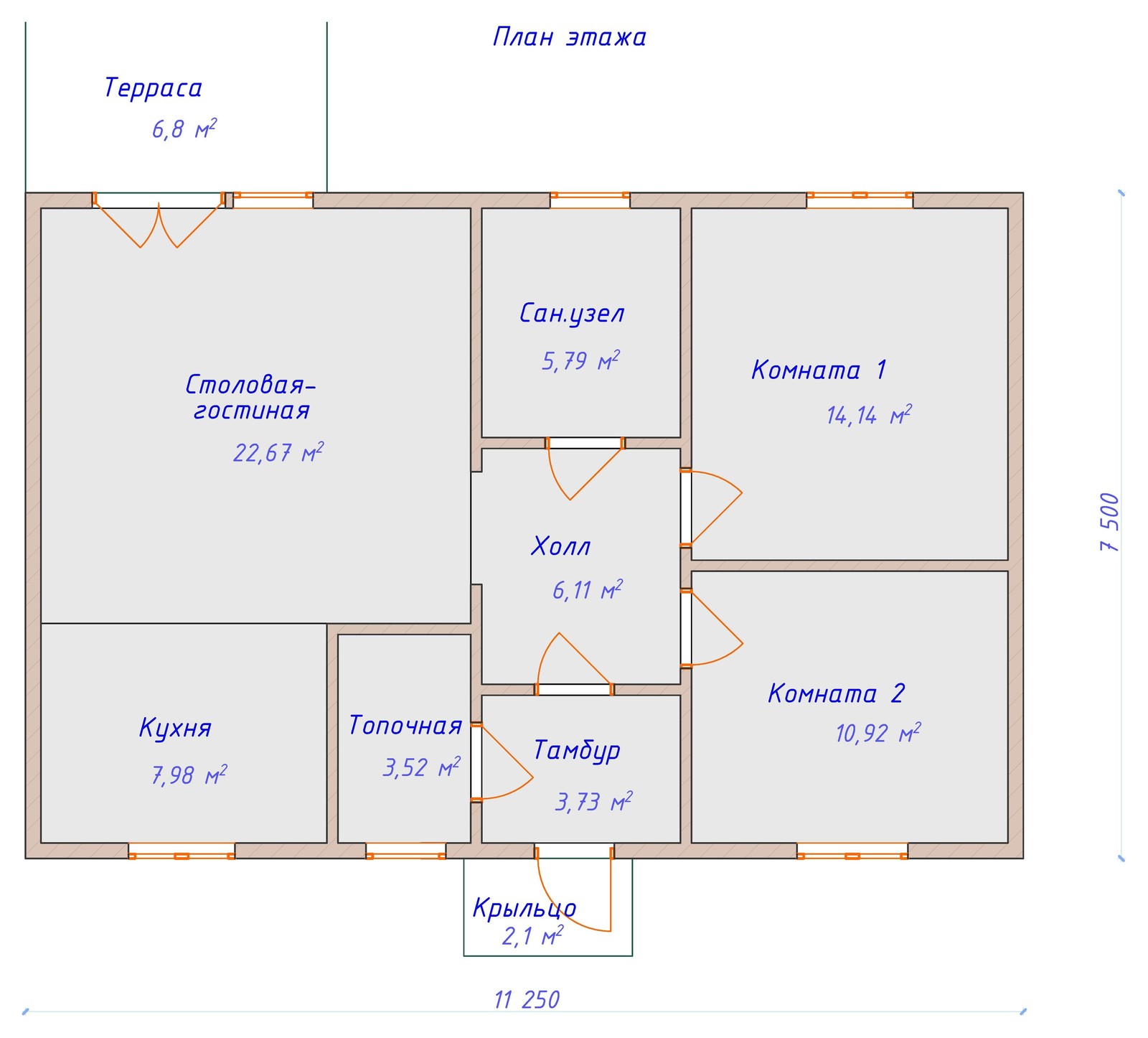 Одноэтажный дом 94 м2