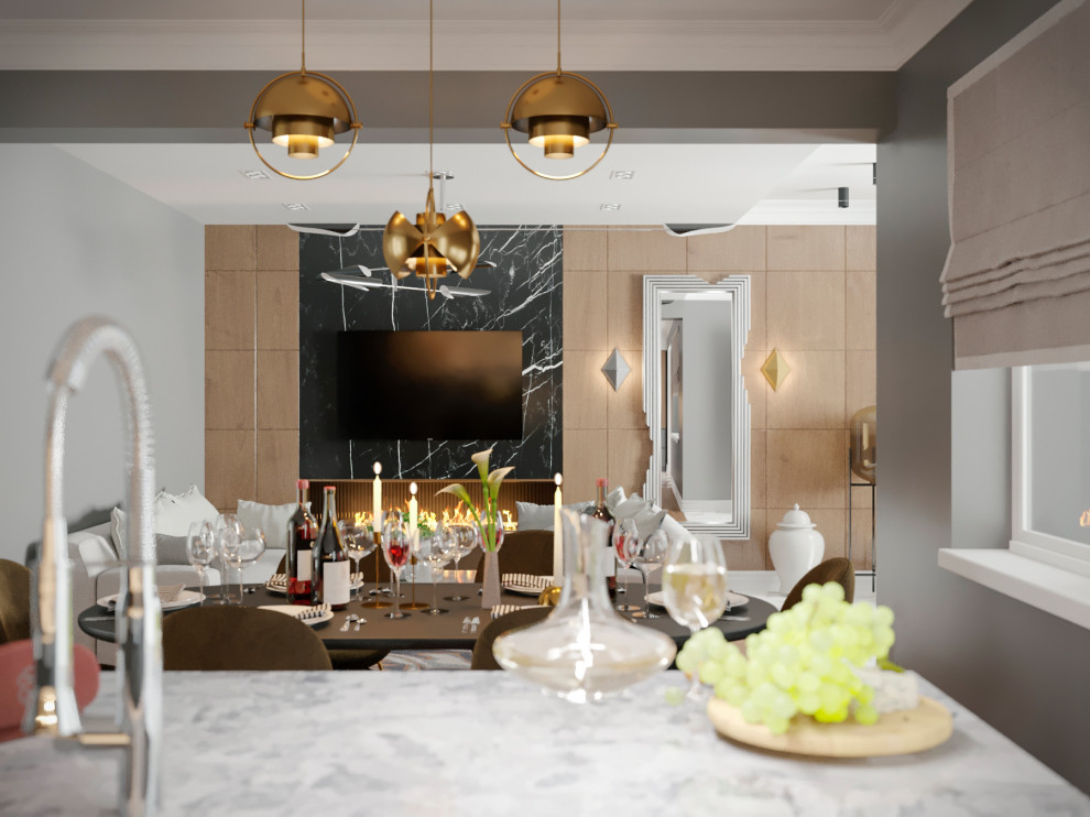 Кухня-гостиная загородного дома