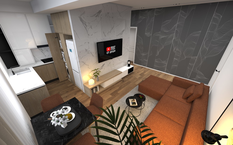 кухня-гостиная в стиле минимализм