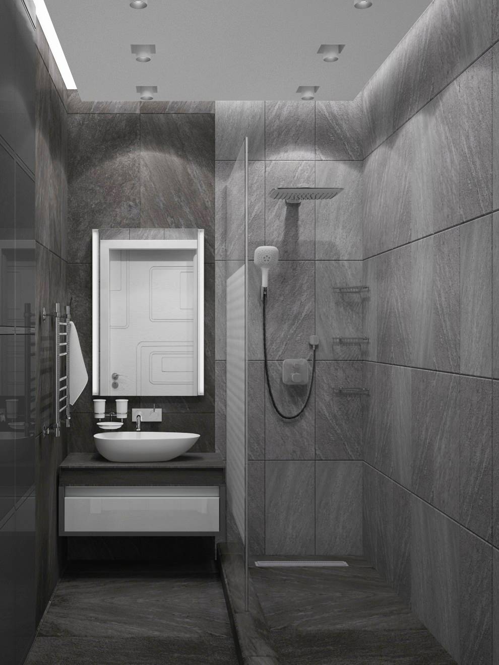 Квартира Множество оттенков серого — Душевая