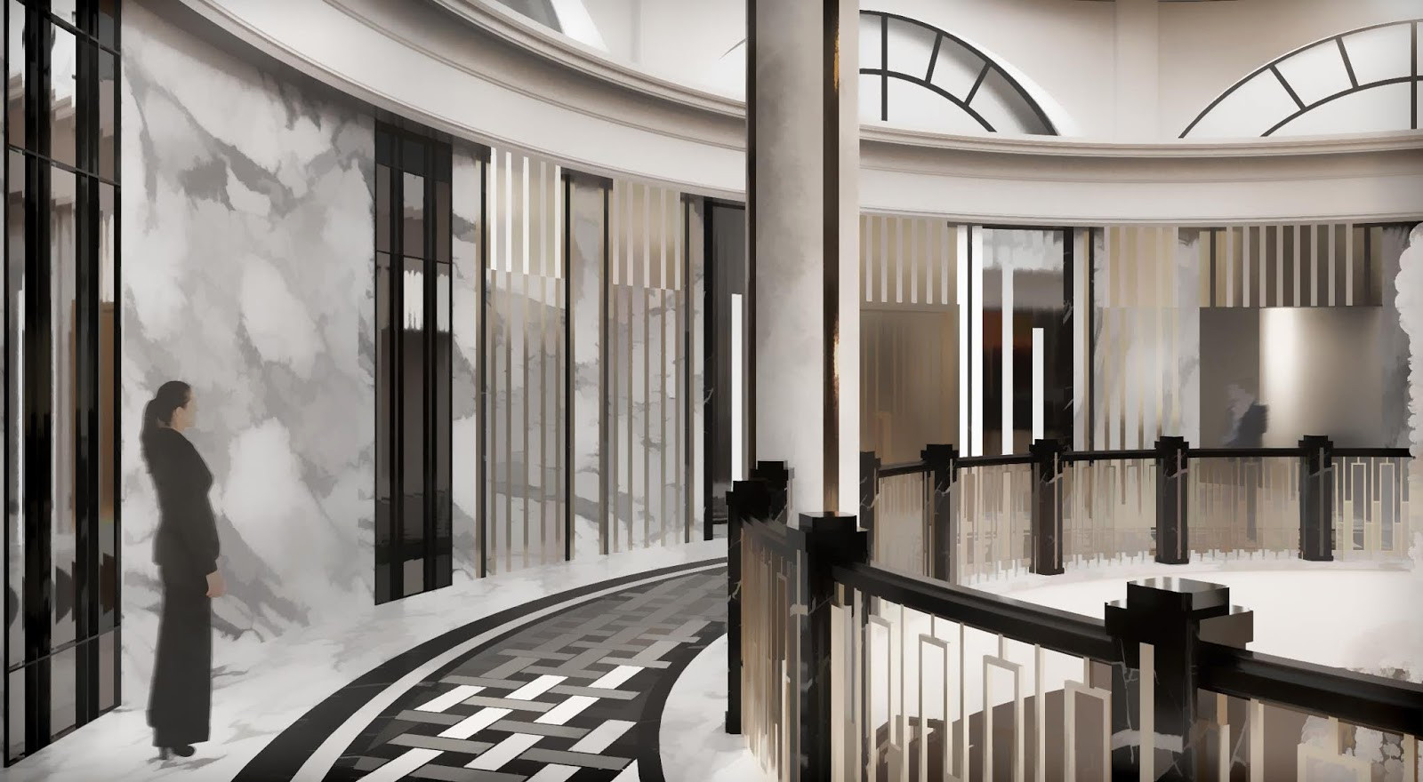 Visualizations of ground floor of Moscow Marriott Tverskaya Hotel