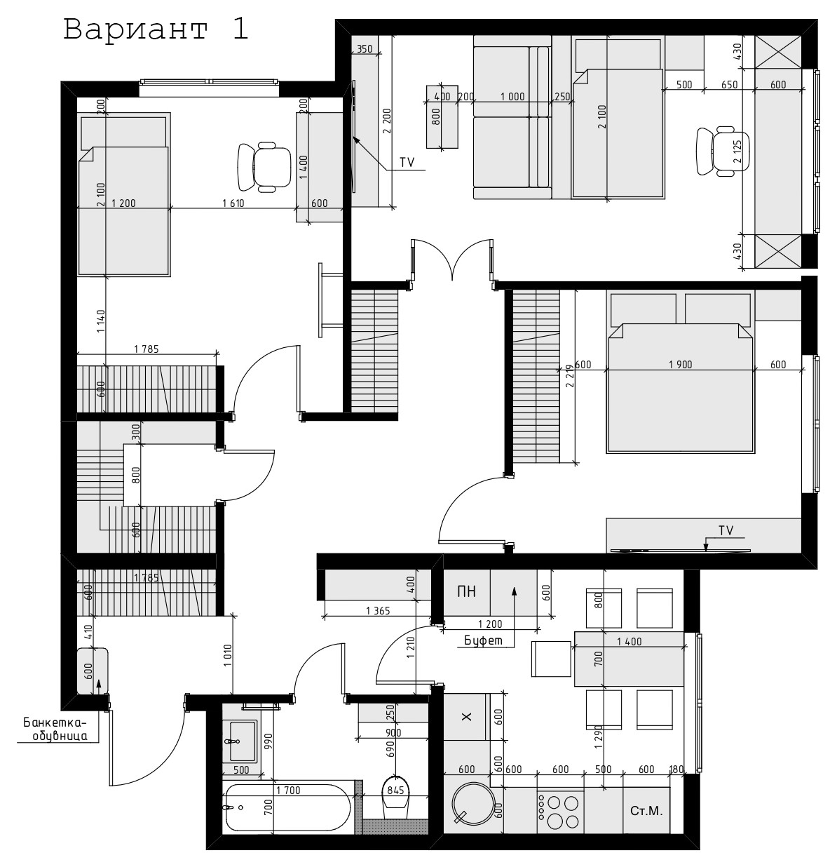 Трехкомнатная квартира 80 кв.м.