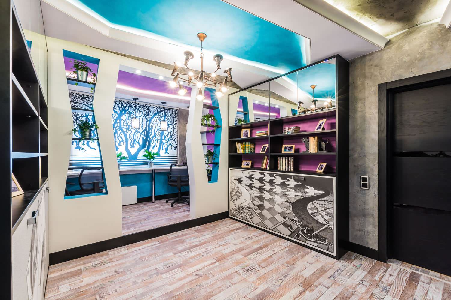 В проекте использован пробковый пол с фотопечатью из коллекции Loft http://www.c