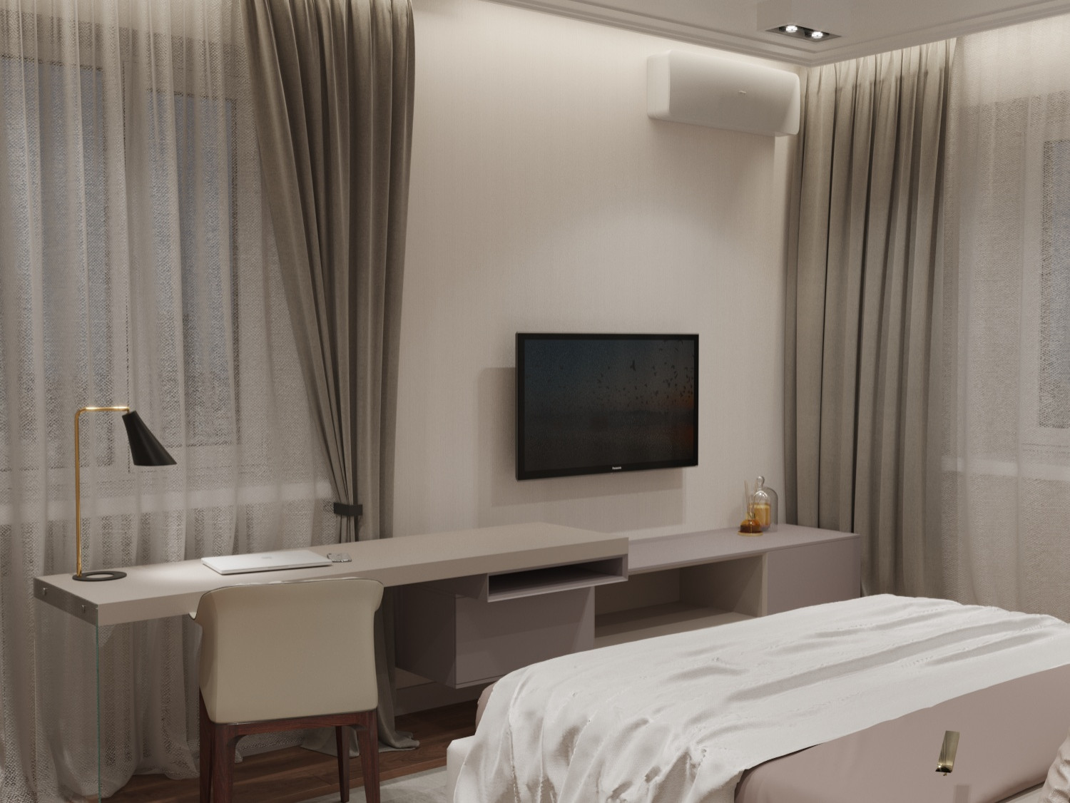 Рабочая зона в спальне