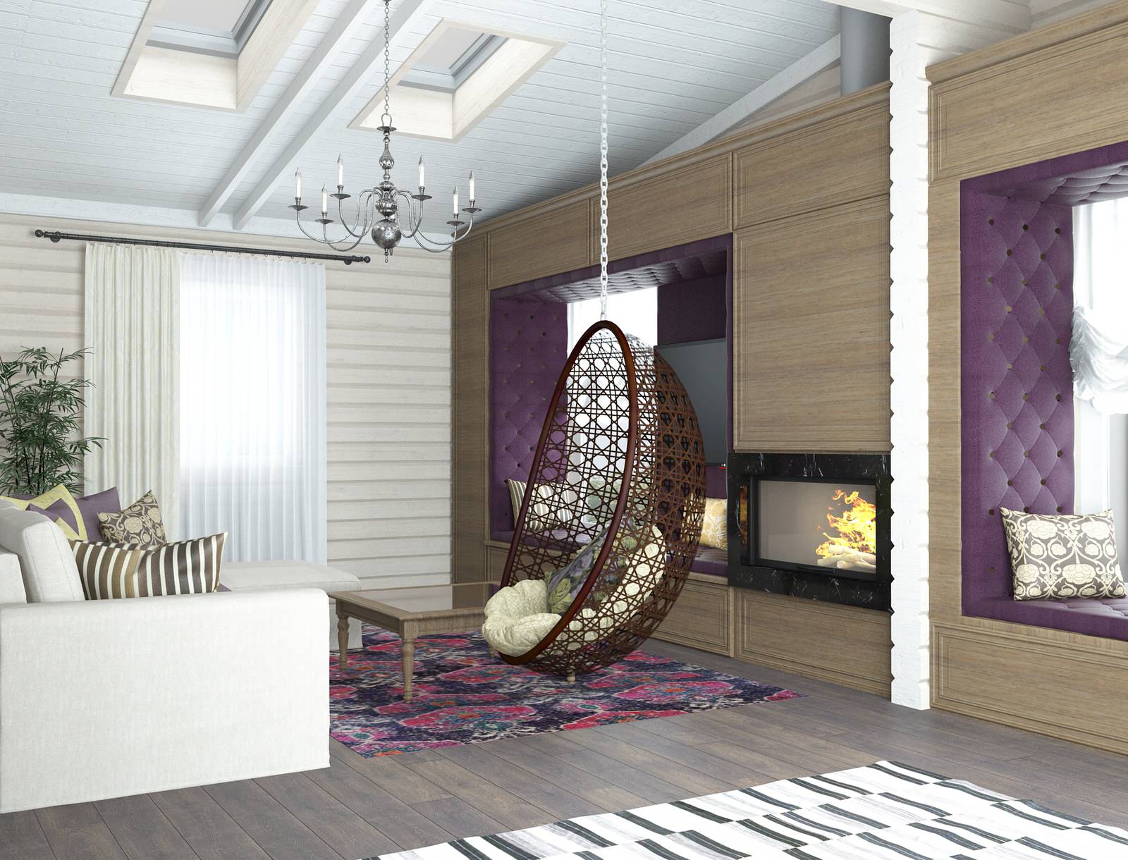 Обложка проекта: Интерьер гостиной с верандой в загородном доме