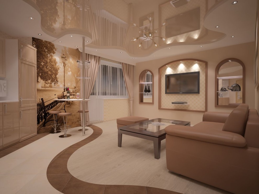 интерьер гостиной-студии