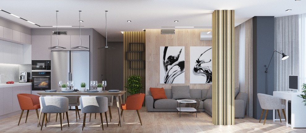 Дизайн проект в ЖК Ясный  3 к кв 107 м2 для молодой семьи