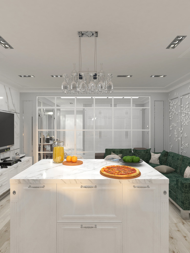 Кухня-гостиная в неоклассике