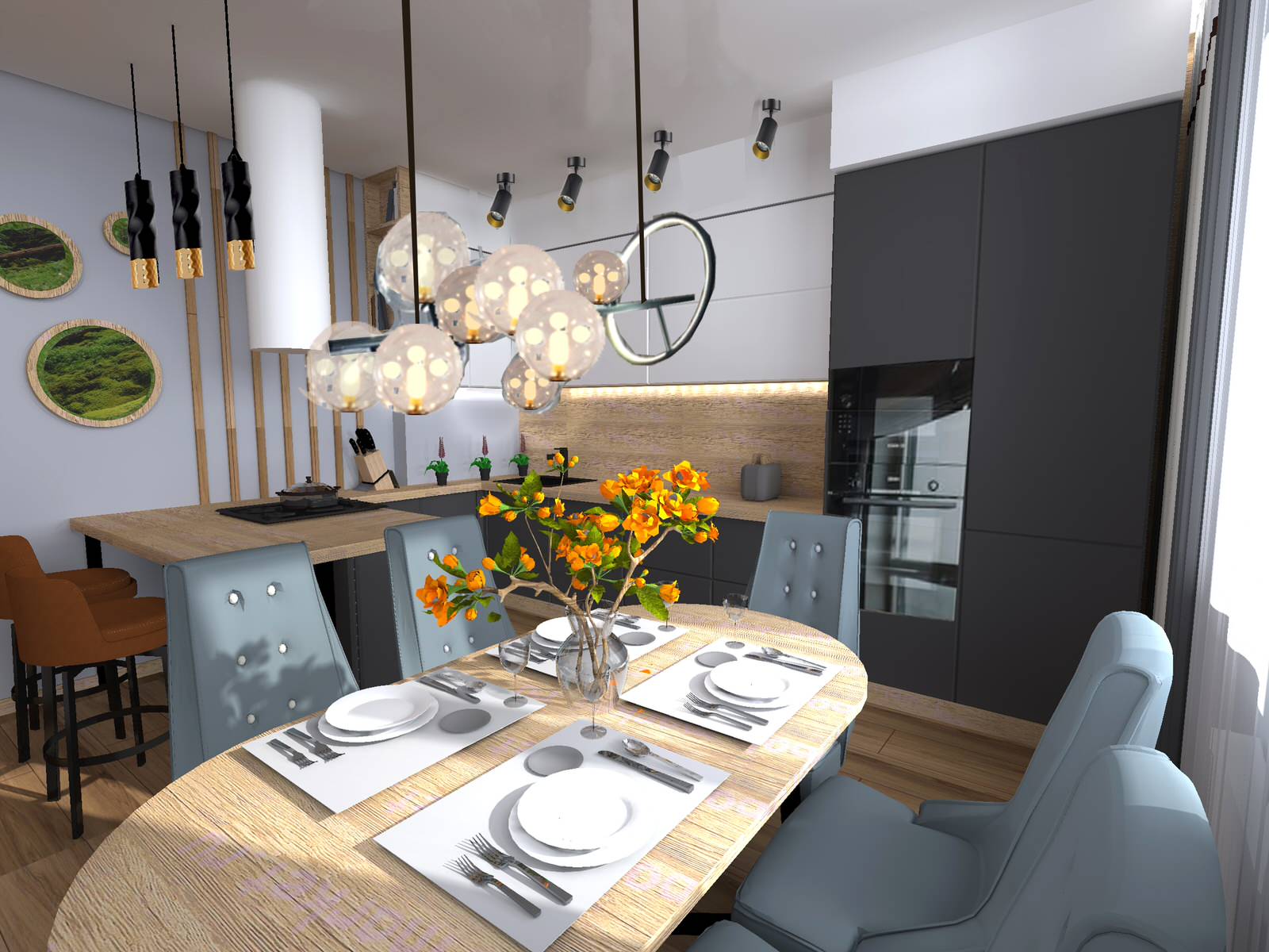 Пальмы в снегу Кухня