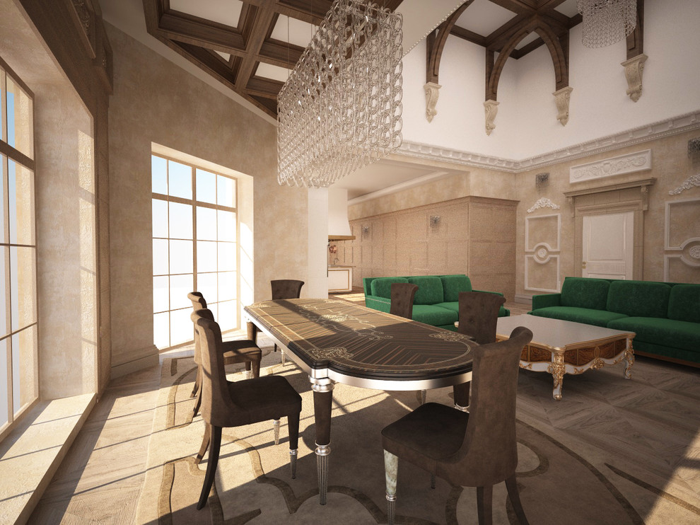 Дизайн-проект интерьеров гостинной и кухни особняка Шато