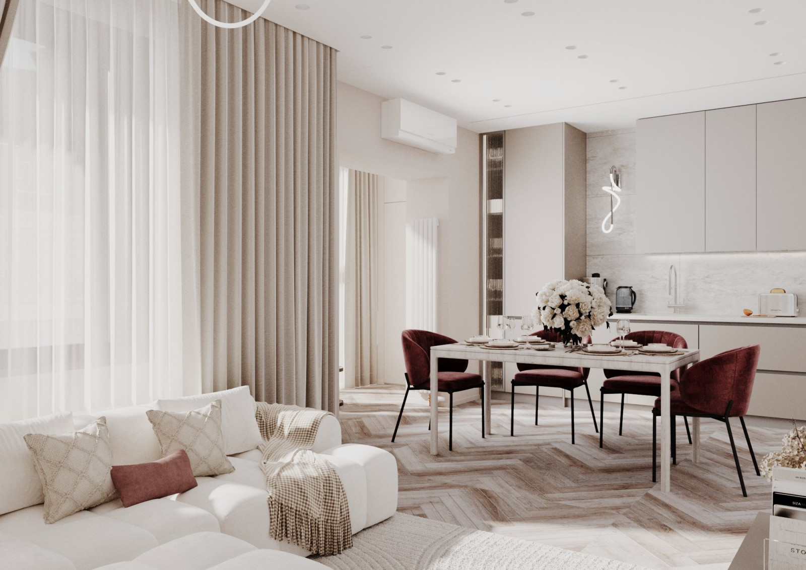 Дизайн интерьера трехкомнатной квартиры "ЖК Дежнев"