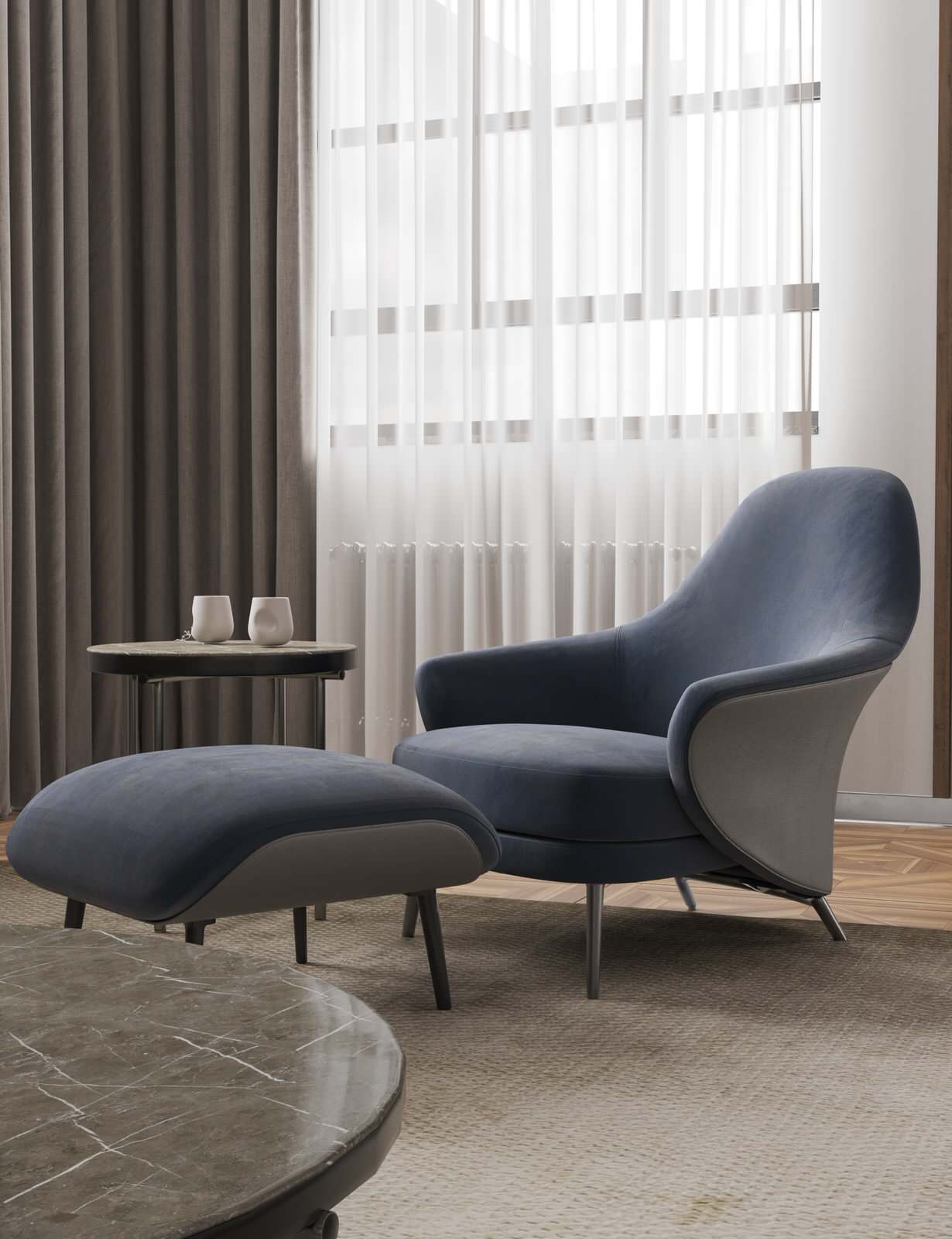 ВИЗУАЛИЗАЦИЯ ГОСТИНОЙ С КАМИНОМ ДЛЯ ПРОЕКТА ЧАСТНОГО ДОМА