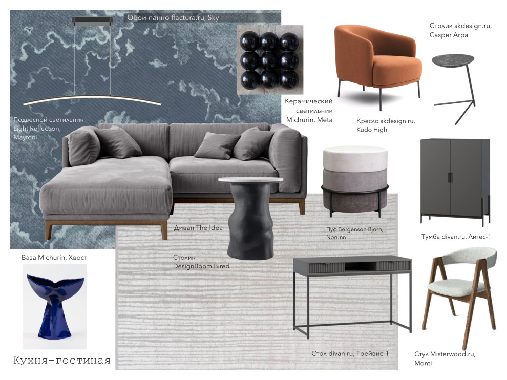 Карта мебели и основных материалов