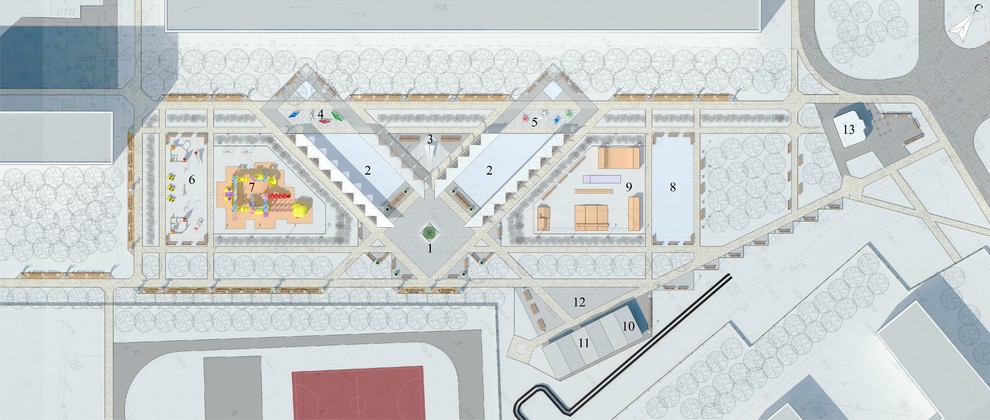 Планировка сквера - зимний вариант