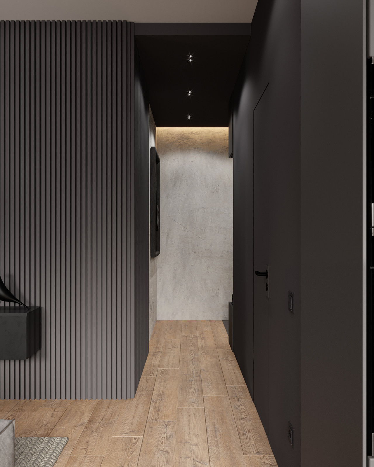 Брутальная квартира с элементами минимализма 65