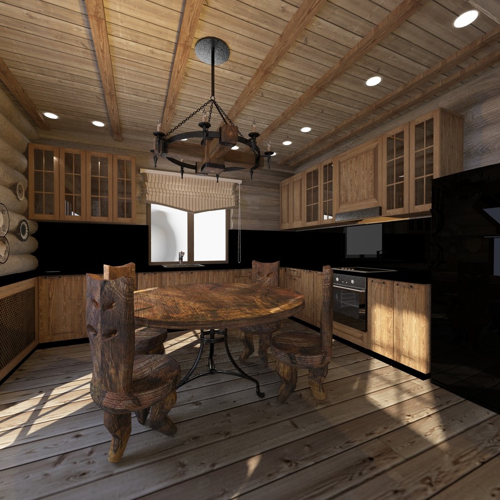 Интерьер дома из сруба в стиле шале (первый этаж)