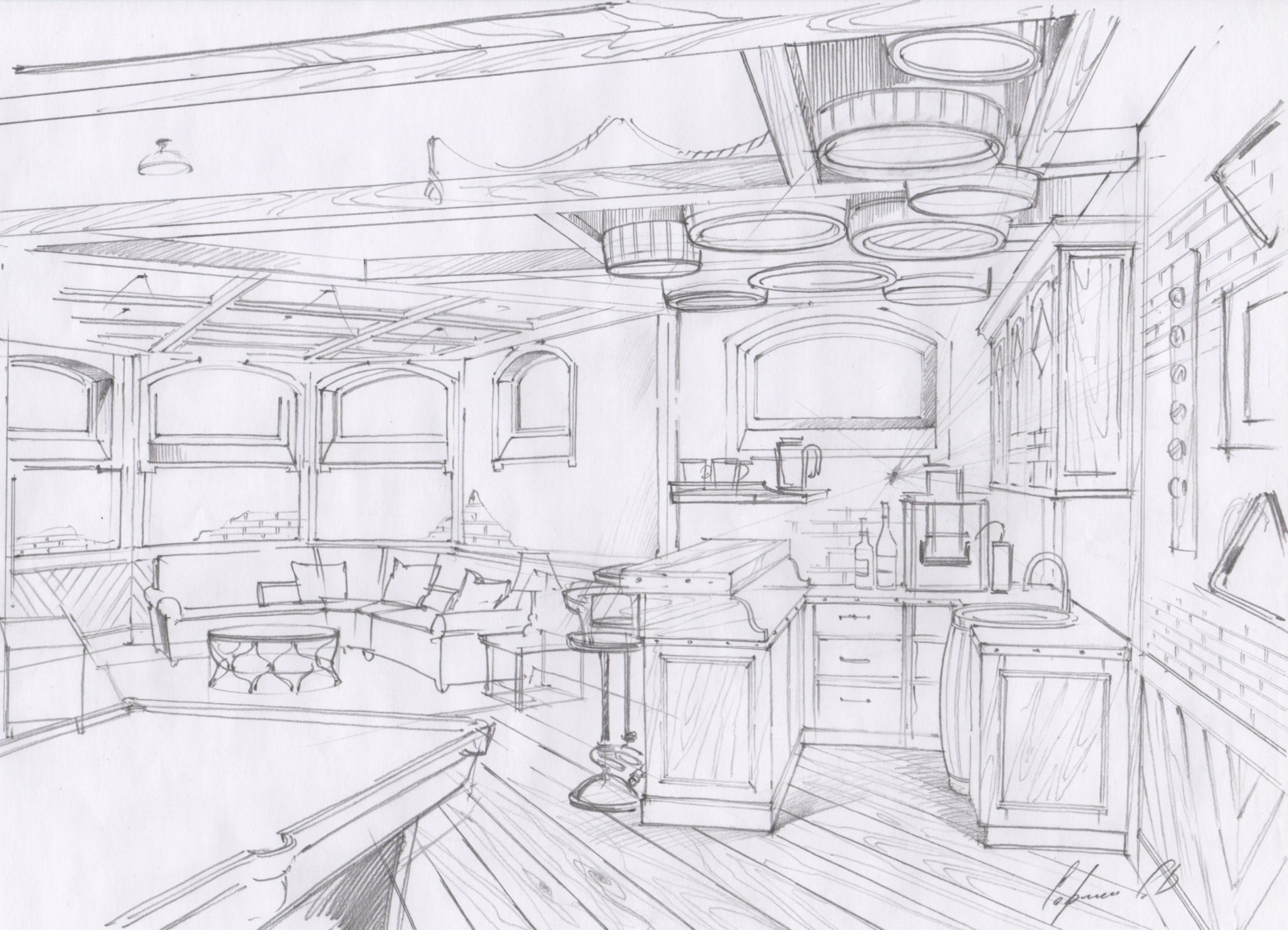 Акварельные эскизы к проекту: Загородного дома в стиле Прованс.