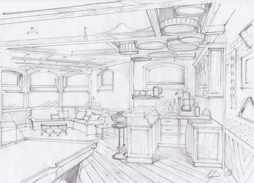 Акварельные эскизы к проекту: Загородного дома в стиле Прованс.