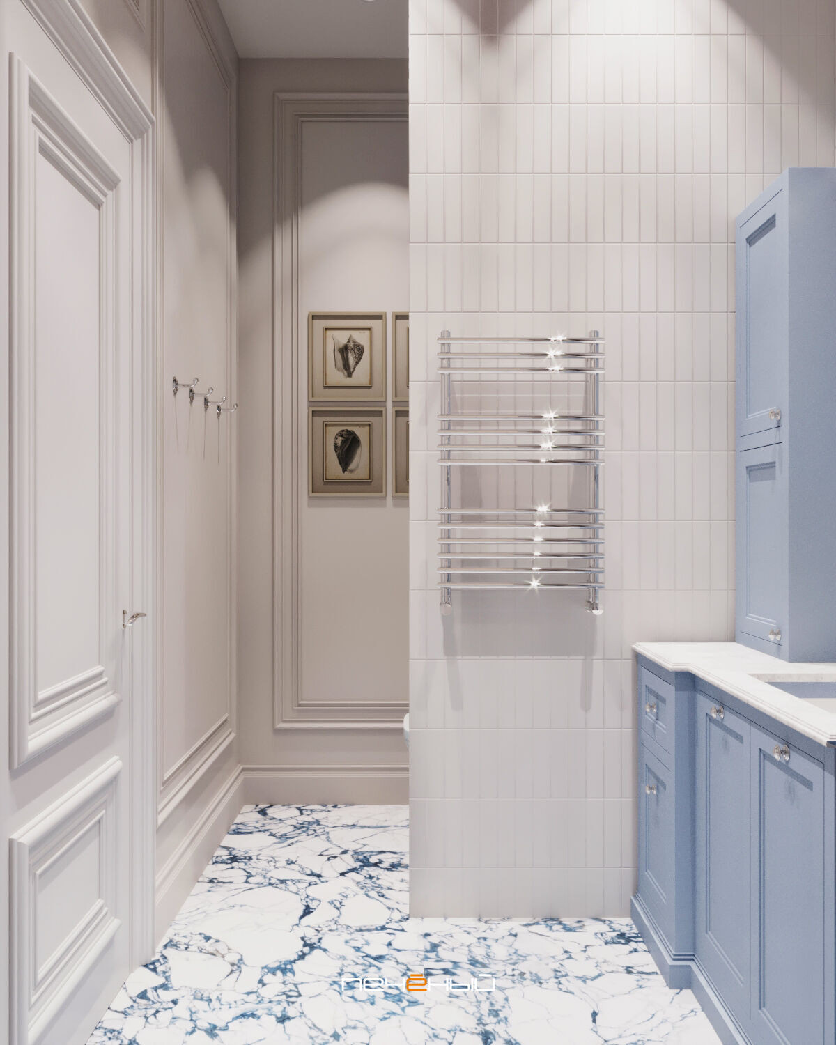 2025 Дизайн 3-комнатной квартиры 90 м² в классическом стиле, Москва, ЖК Остров