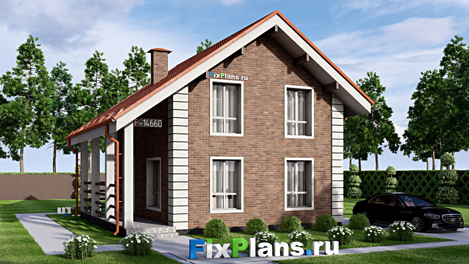 Проект дома с мансардой 9х9 м S104м2 F-14660