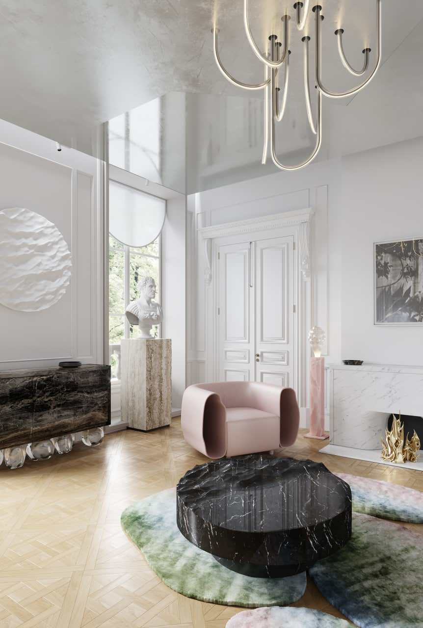 Обложка проекта: Стильная гостиная в белом цвете