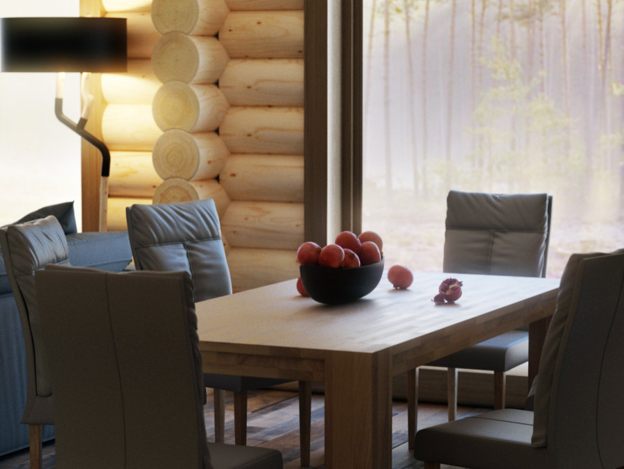 Деревянный дом с современным интерьером