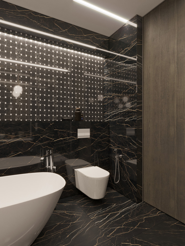 Обложка проекта: Ванная в темных тонах. Визуализация