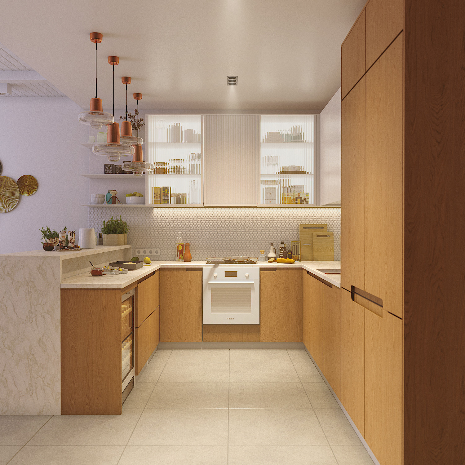 Дизайн-проект квартиры 120 кв.м.  Кухня/гостиная/столовая