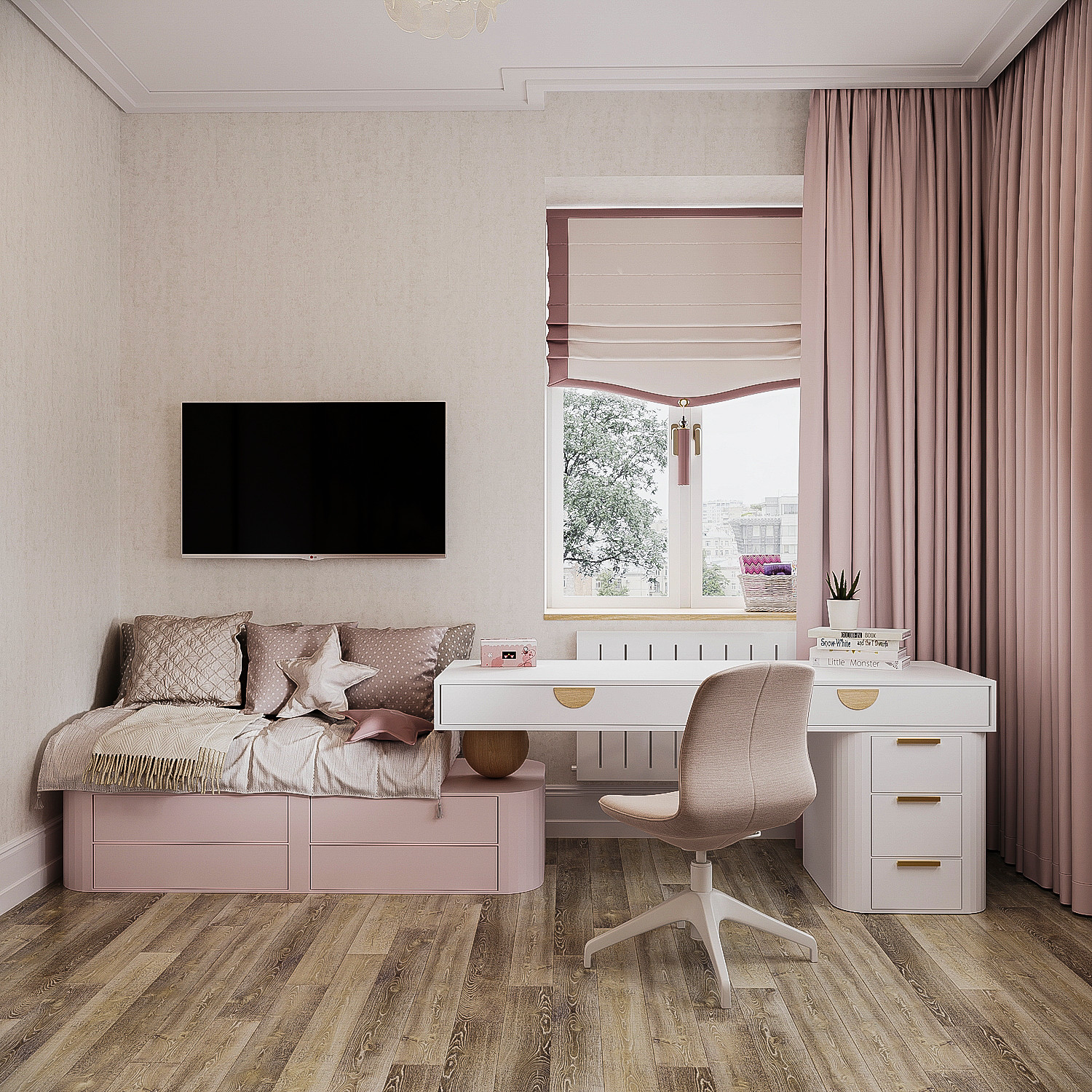 3Д Визуализация детской для девочки