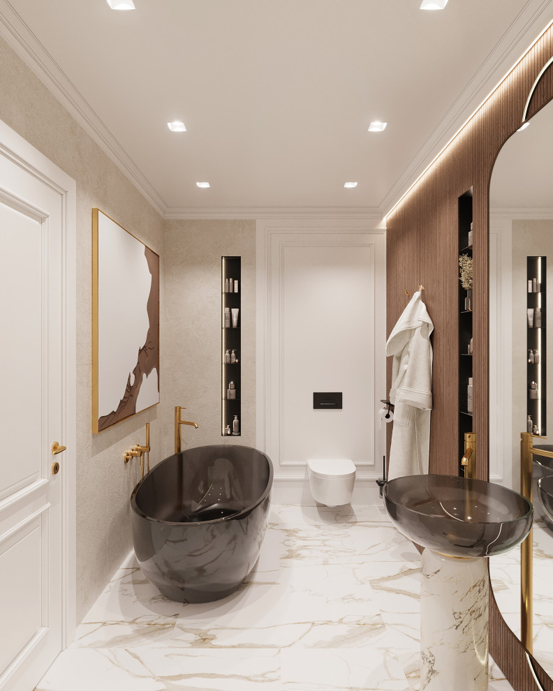 Маленький и модный совмещенный санузел