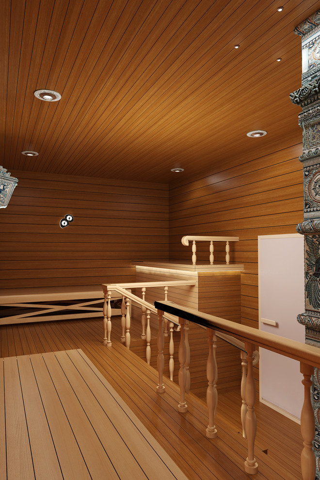 Русская баня. Изразцовая печь на дровах.