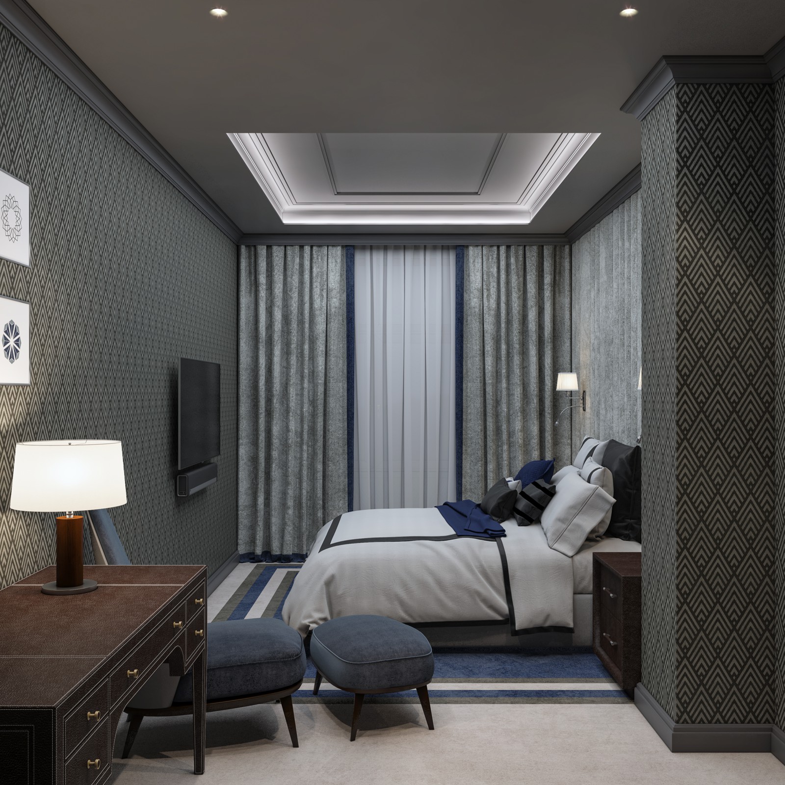 Визуализация квартиры. Серый тон - основной.