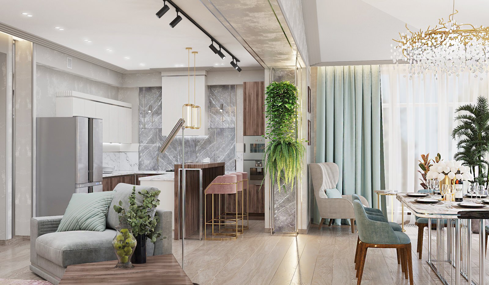 Гостиная-столовая в частном доме