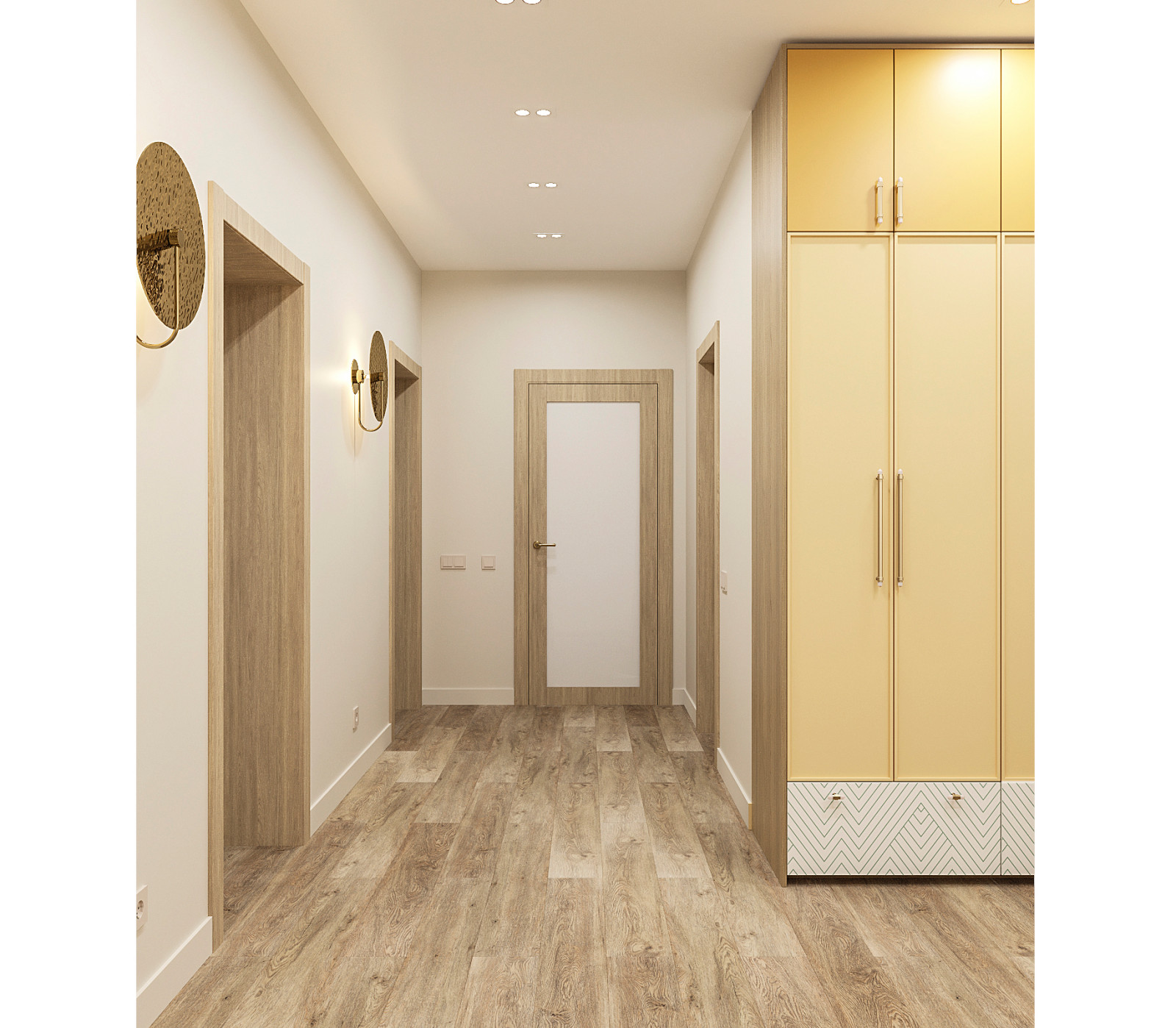 Четырех-комнатная квартира в светлых тонах.