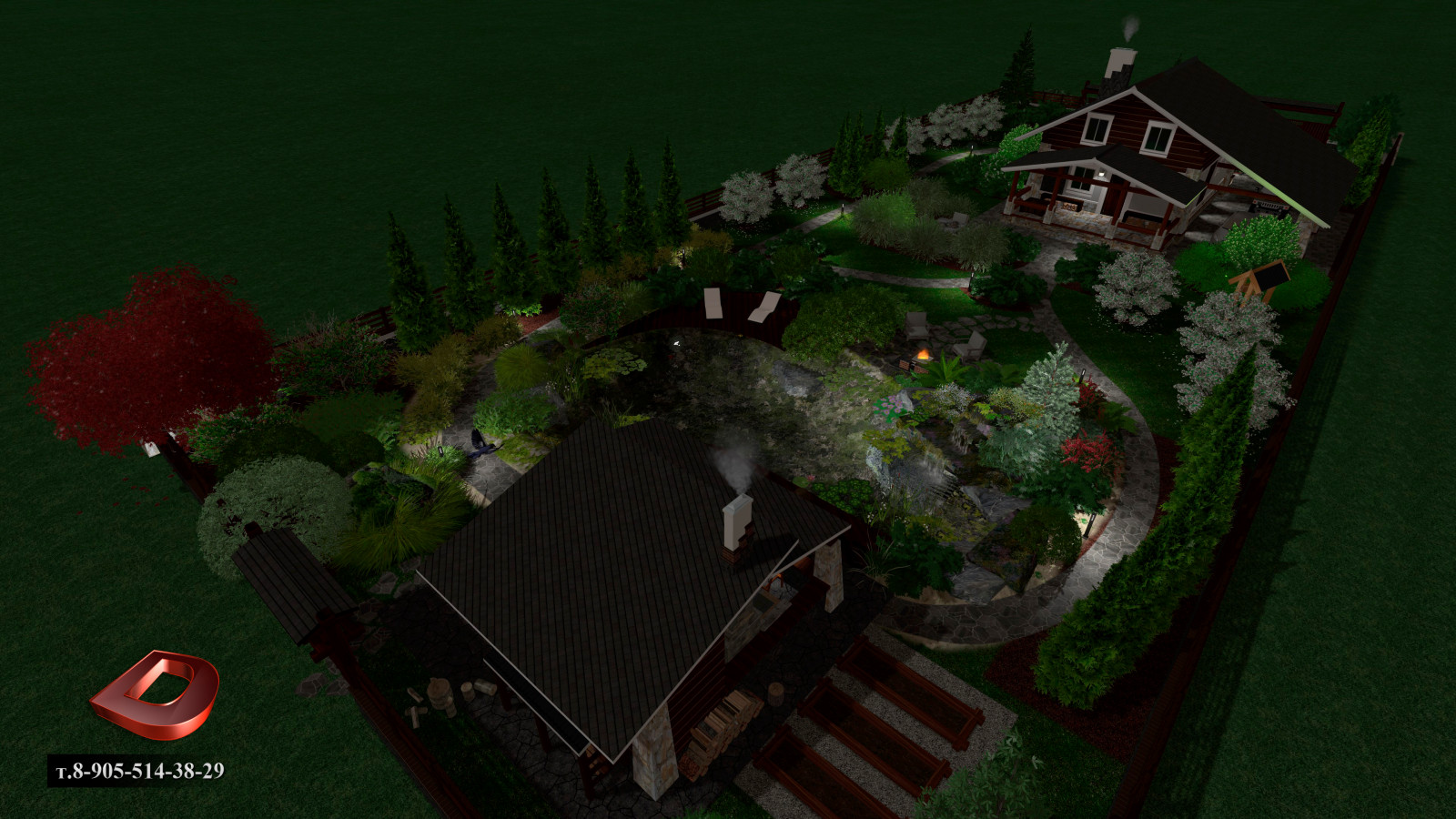 Проект ландшафтного дизайна участка 20 соток,