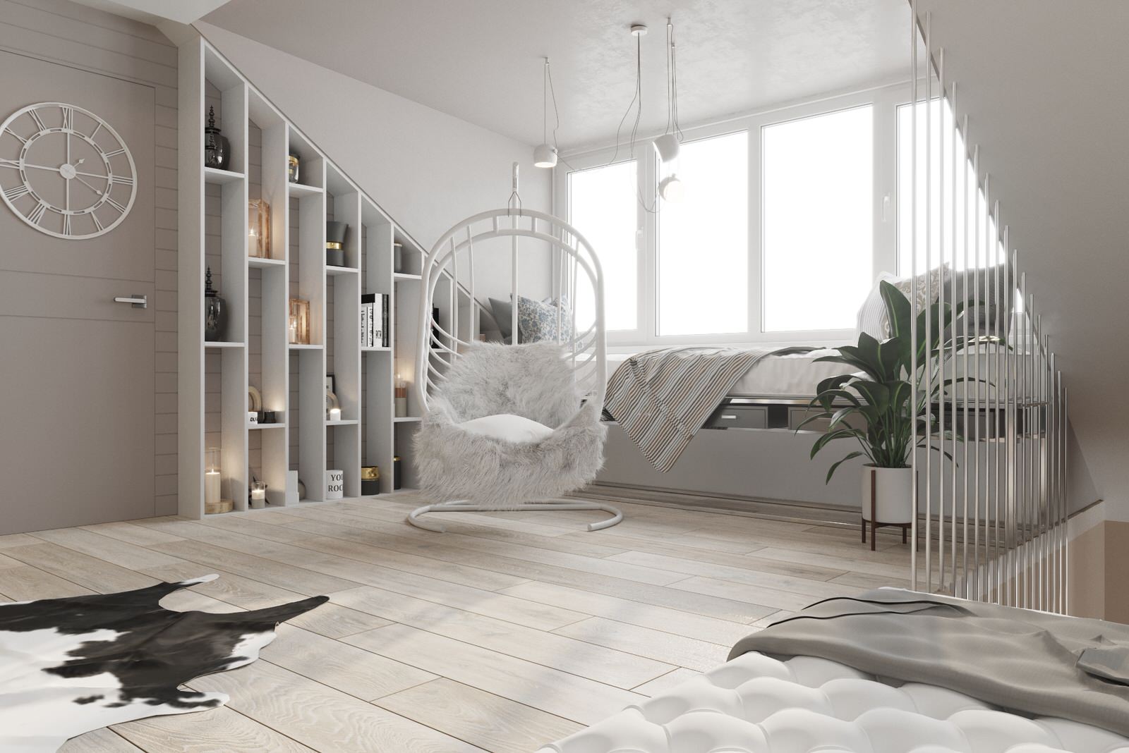 House_004_визуализация интерьера мансарды в частном доме
