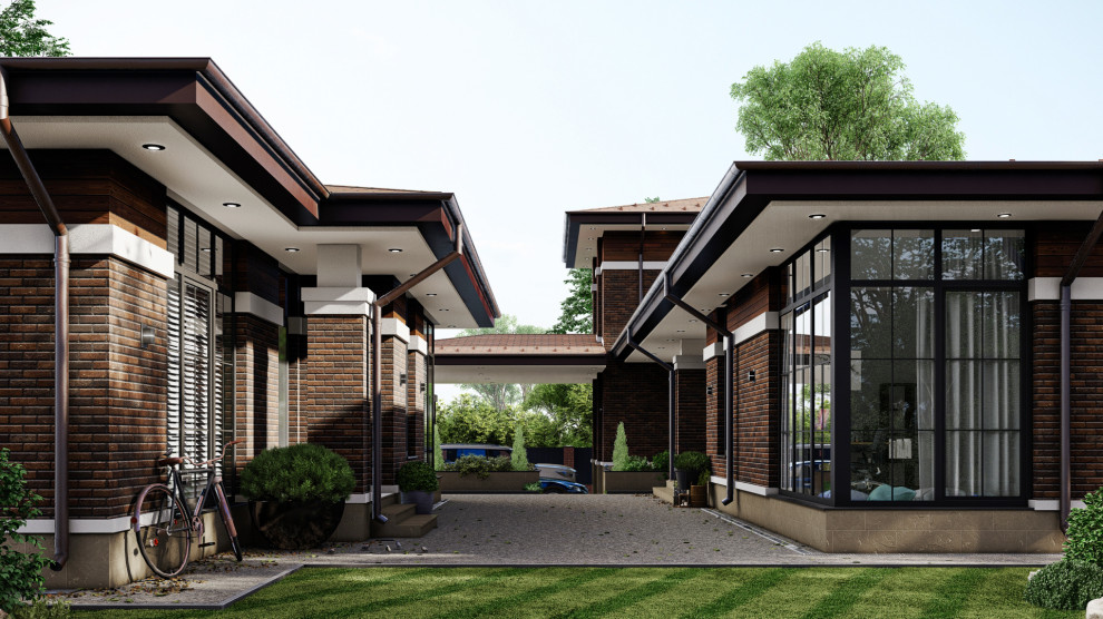 Дом, банный комплекс и гостевой дом в стиле Райт