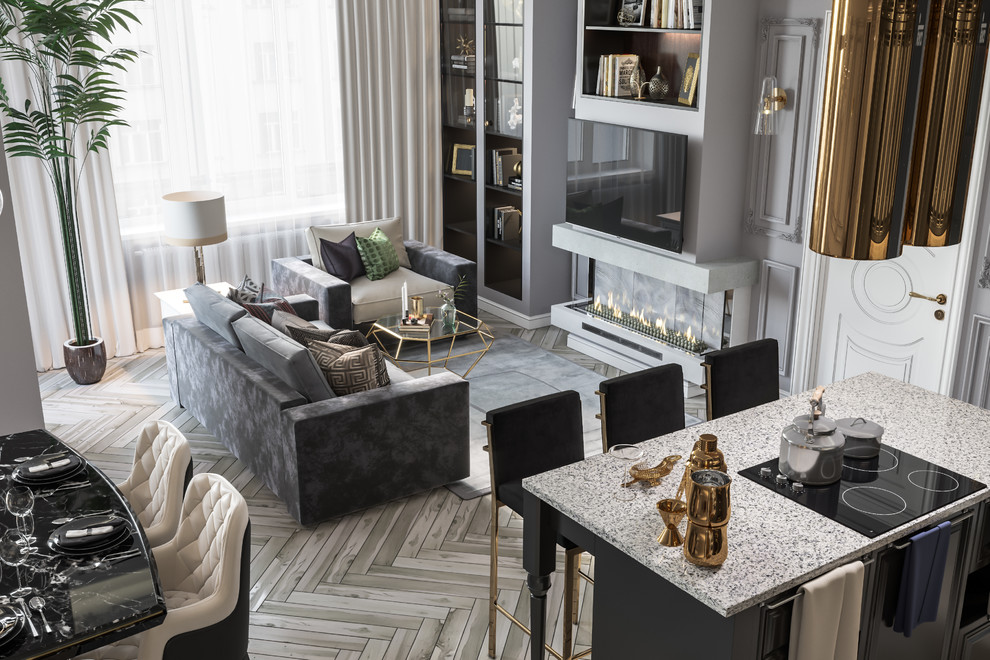 Дизайн проект элитной квартиры в Москве Grey&Gold