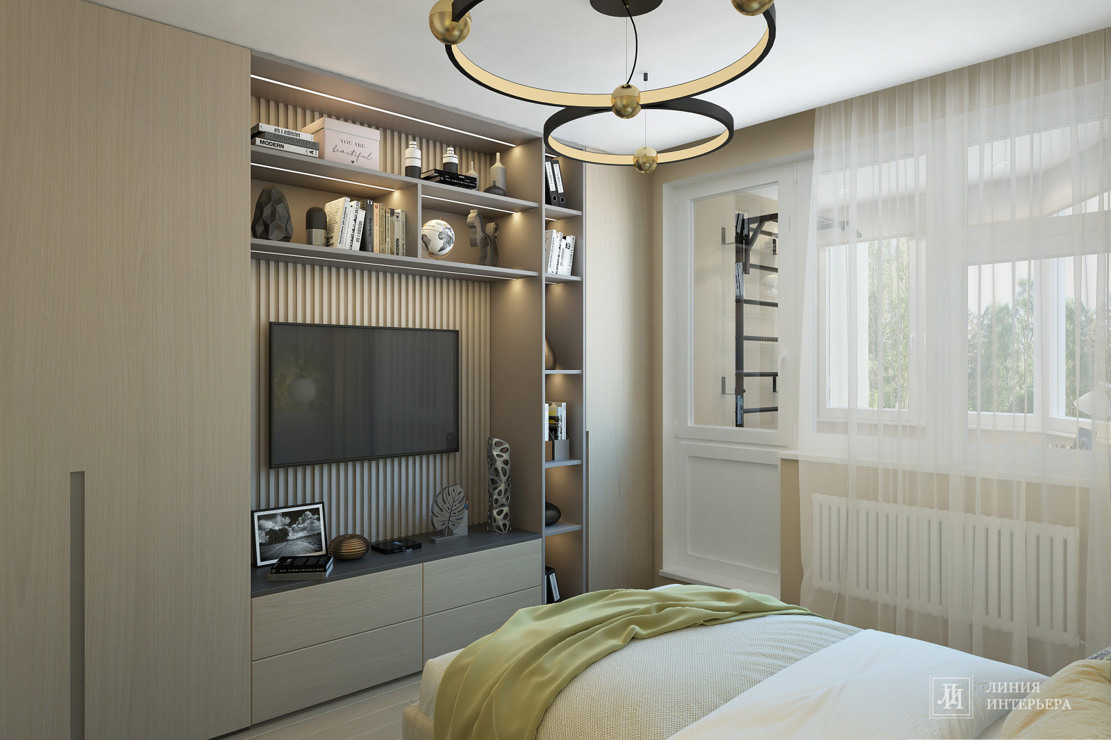 Дизайн спальни с лоджией
